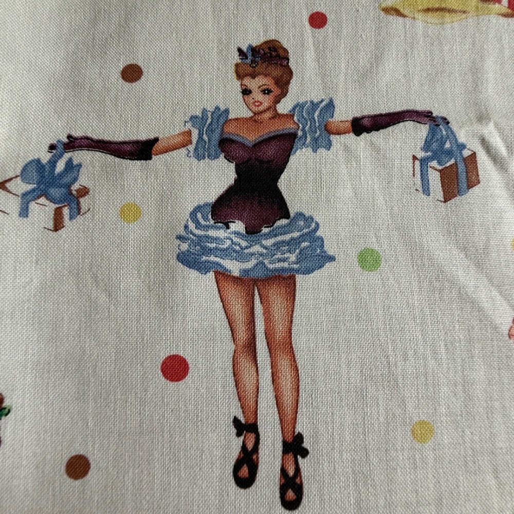 Michael Miller Party Girl Pinup Retro Polka Dot Cotton Fabric Remnant 18x21.5